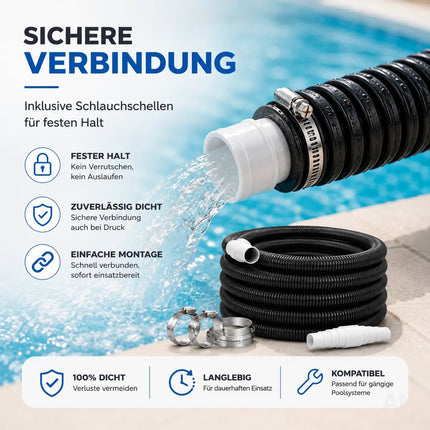 Poolschlauch mit Muffen 38 mm x 8 m – inkl. Schlauchschellen & Schlauchverbinder – Flexibler – Detailansicht 5