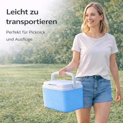 Premium Kühlbox 15L mit Kühlakku & Kühlelement – Kühltasche für Camping, Strand, Picknick & Reisen (Blau)