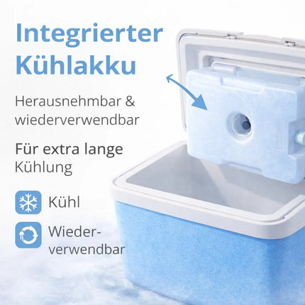 Premium Kühlbox 15L mit Kühlakku & Kühlelement – Kühltasche für Camping, Strand, Picknick & Reisen (Blau)