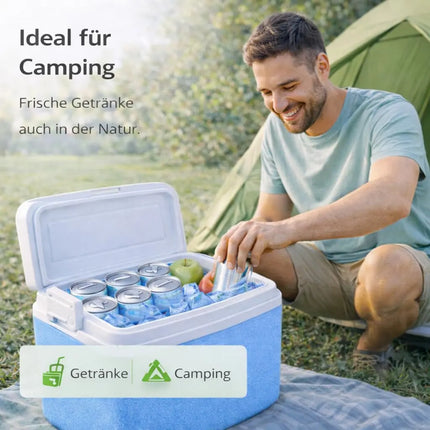 Premium Kühlbox 15L mit Kühlakku & Kühlelement – Kühltasche für Camping, Strand, Picknick & Reisen (Blau)