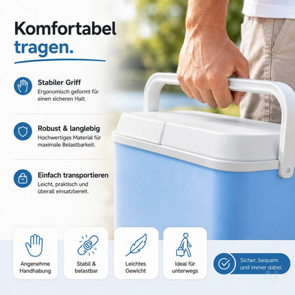 Premium Kühlbox 15L mit Kühlakku & Kühlelement – Kühltasche für Camping, Strand, Picknick & Reisen (Blau)