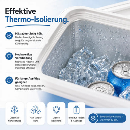 Premium Kühlbox 15L mit Kühlakku & Kühlelement – Kühltasche für Camping, Strand, Picknick & Reisen (Blau)
