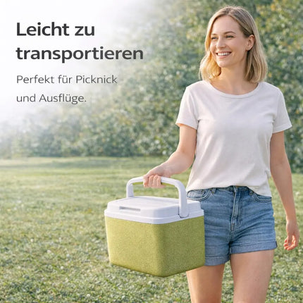 Premium Kühlbox 15L mit Kühlakku & Kühlelement – Kühltasche für Camping, Strand, Picknick & Reisen (Grün)