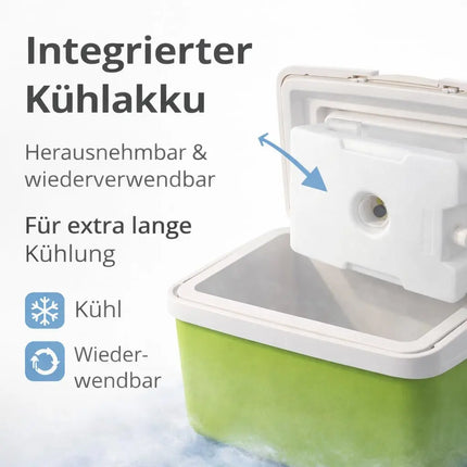 Premium Kühlbox 15L mit Kühlakku & Kühlelement – Kühltasche für Camping, Strand, Picknick & Reisen (Grün)