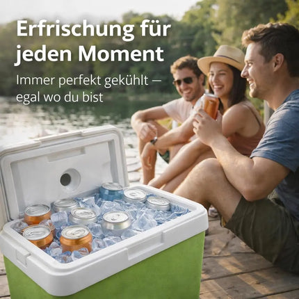 Premium Kühlbox 15L mit Kühlakku & Kühlelement – Kühltasche für Camping, Strand, Picknick & Reisen (Grün)