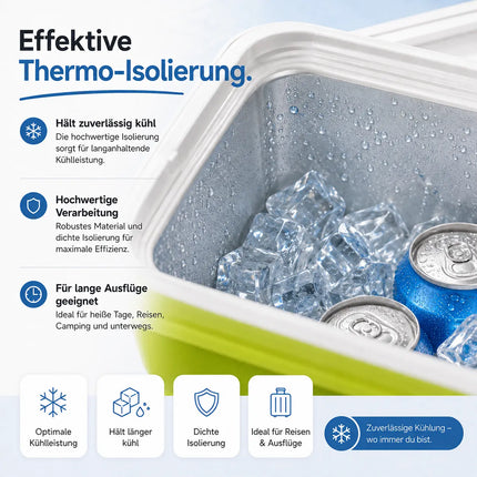 Premium Kühlbox 15L mit Kühlakku & Kühlelement – Kühltasche für Camping, Strand, Picknick & Reisen (Grün)