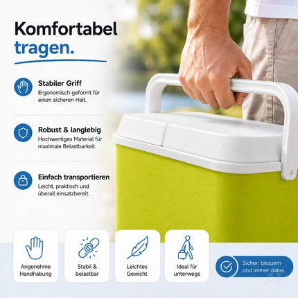 Premium Kühlbox 15L mit Kühlakku & Kühlelement – Kühltasche für Camping, Strand, Picknick & Reisen (Grün)