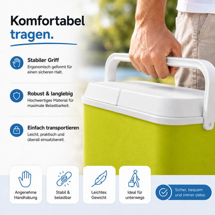 Premium Kühlbox 15L mit Kühlakku & Kühlelement – Kühltasche für Camping, Strand, Picknick & Reisen (Grün)