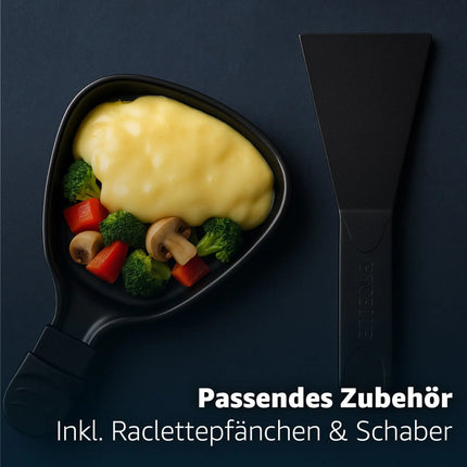 Raclette-Set 8 Personen - Mit Tischgrill & Grillplatte & Steinplatte Funktion - inkl. Pfännchen & Schaber - ECKIG