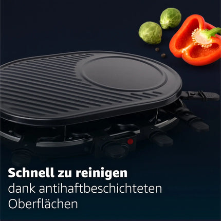 Raclette Set für 8 Personen - Grill oval - Crepes Funktion - Tischgrill