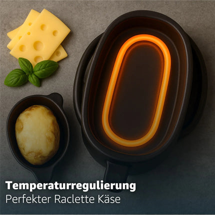 Raclette Set für 8 Personen - Grill oval - Crepes Funktion - Tischgrill