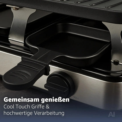 Raclette Set für 8 Personen - Grill oval - Crepes Funktion - Tischgrill