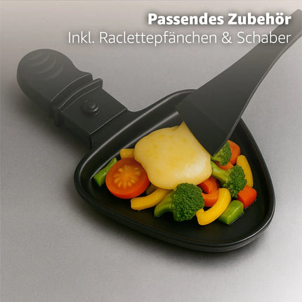 Raclette-Set für 8 Personen Grill rund oval - Tischgrill inkl. Pfännchen & Schaber