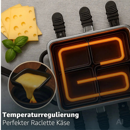 Raclette-Set für 8 Personen - Tischgrill inkl. Pfännchen & Schaber