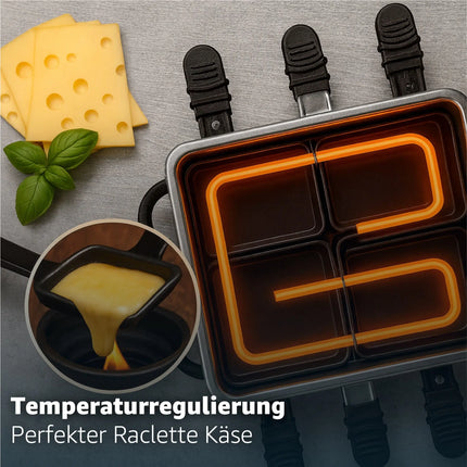 Raclette & Fondue -Set für 8 Personen mit Fondue Set - Tischgrill inkl. Pfännchen & Schaber