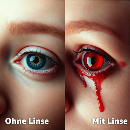 Rot Farbige & Geprüfte Kontaktlinsen - Grußlige Tageslinsen für Halloween & Fasching - ohne Stärke - Vampir & Dracula (Rot)