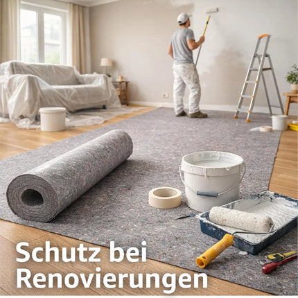 Rutschfestes Abdeckvlies 50m x 1m 180g/m² – Reißfestes Malervlies für Boden- & Möbelschutz – Allzweckvlies für Renovierung, Umzug und Malerarbeiten