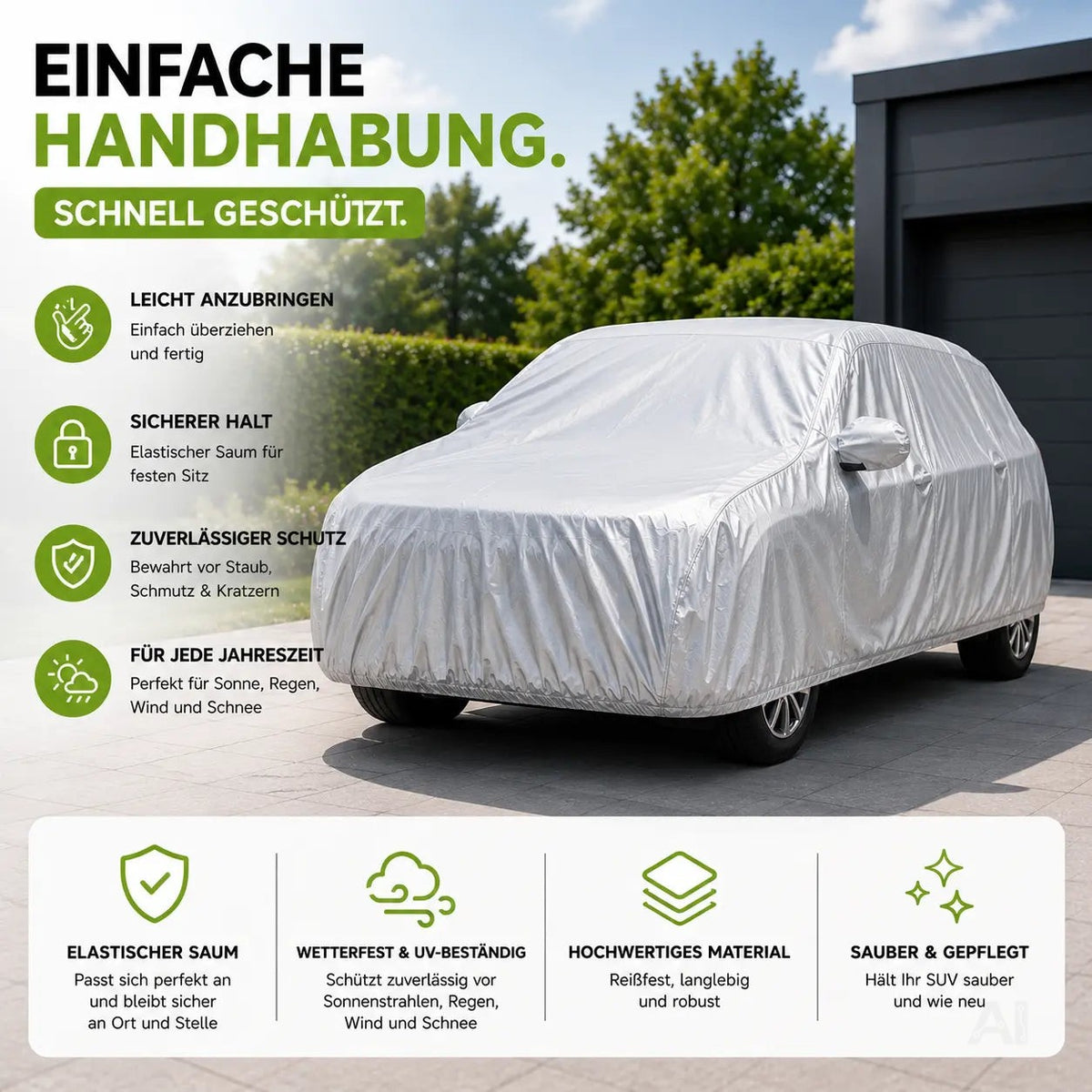 SUV Universal Autoplane 490x190x180cm Autoschutzhülle Vollgarage Auto Garage Abdeckung - Car – Detailansicht 3