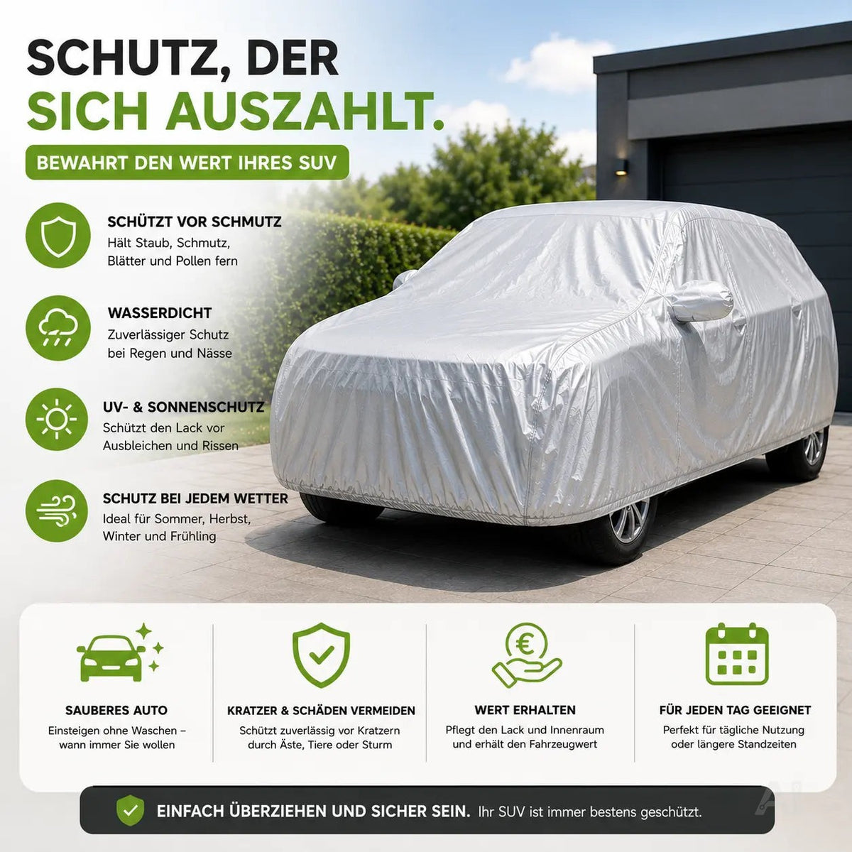 SUV Universal Autoplane 490x190x180cm Autoschutzhülle Vollgarage Auto Garage Abdeckung - Car – Detailansicht 6