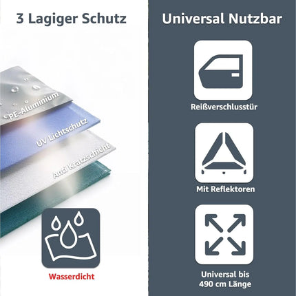SUV Universal Autoplane 490x190x180cm Autoschutzhülle Vollgarage Auto Garage Abdeckung - Car Cover - Abdeckplane wasserdicht - Autoabdeckung - Outdoor & Indoor -