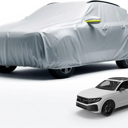 SUV Universale Autoschutzhülle 490x190x180cm: wasserdichte Autoplane für PKW/KFZ – Car Cover in Silber für umfassenden Schutz