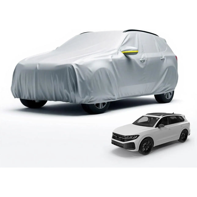 SUV Universale Autoschutzhülle 490x190x180cm: wasserdichte Autoplane für PKW/KFZ – Car Cover in Silber für umfassenden Schutz