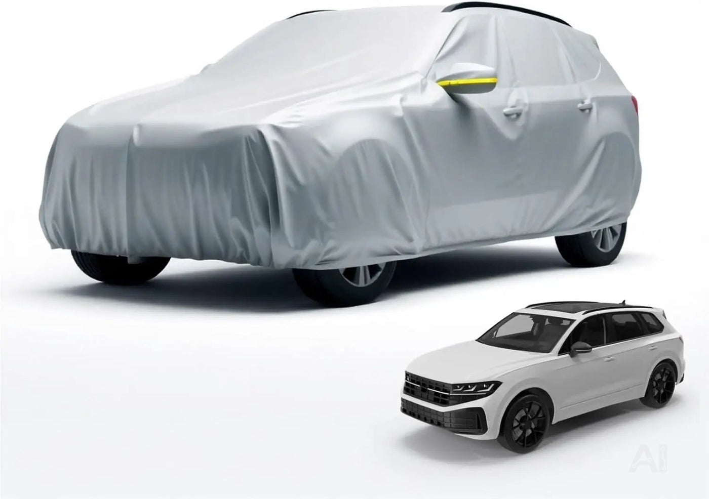 SUV Universale Autoschutzhülle 490x190x180cm: wasserdichte Autoplane für PKW/KFZ – Car Cover in Silber für umfassenden Schutz