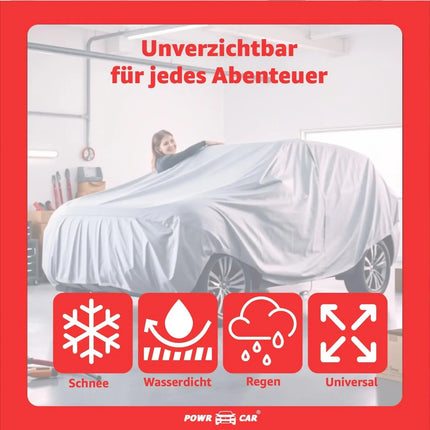 SUV Universale Autoschutzhülle 490x190x180cm: wasserdichte Autoplane für PKW/KFZ – Car Cover in Silber für umfassenden Schutz