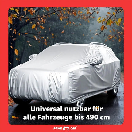 SUV Universale Autoschutzhülle 490x190x180cm: wasserdichte Autoplane für PKW/KFZ – Car Cover in Silber für umfassenden Schutz