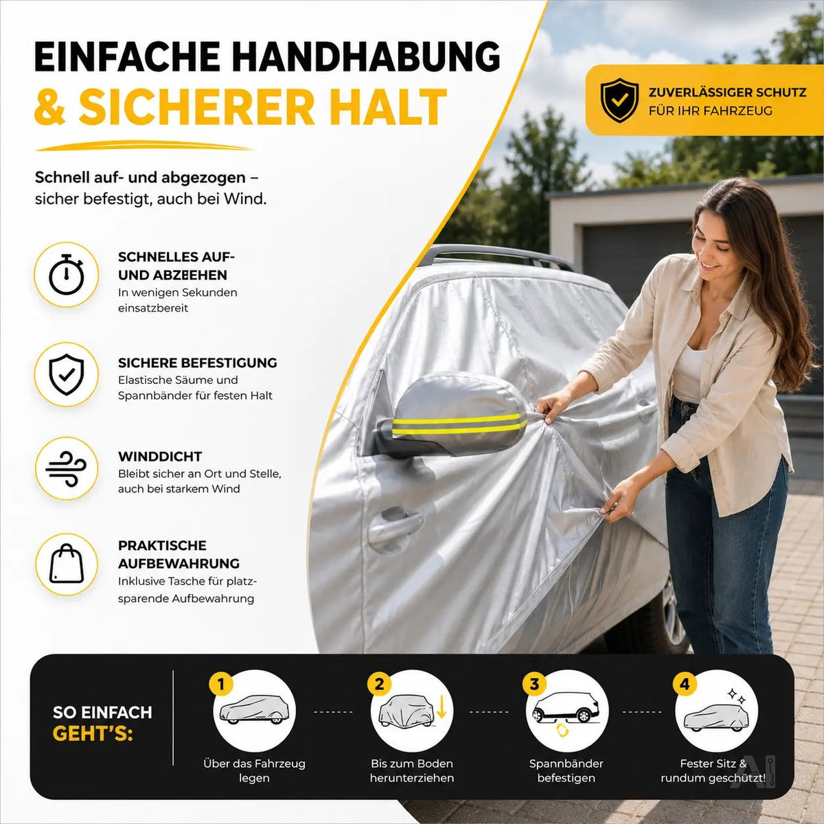 SUV Universelle Autoschutzhülle 490x190x180cm: wasserdichte Autoplane für PKW/KFZ – Car Cover – Detailansicht 6