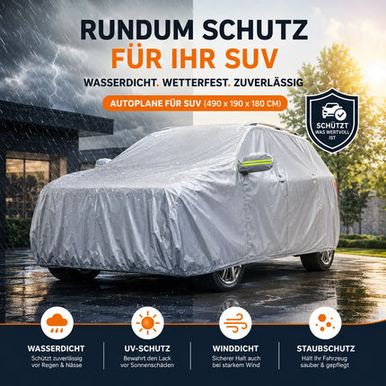 SUV Wasserdichte Autoschutzhülle 490x190x180cm für Schutz & Abdeckung von Auto, PKW - Fahrzeug: Autoplane in Einheitsgröße