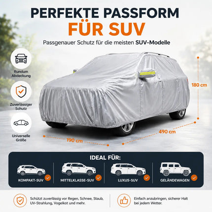 SUV Wasserdichte Autoschutzhülle 490x190x180cm für Schutz & Abdeckung von Auto, PKW - Fahrzeug: Autoplane in Einheitsgröße