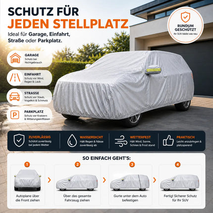 SUV Wasserdichte Autoschutzhülle 490x190x180cm für Schutz & Abdeckung von Auto, PKW - Fahrzeug: Autoplane in Einheitsgröße