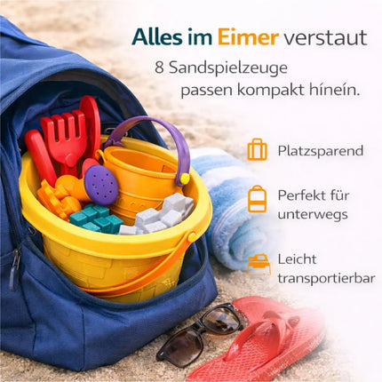 Sandspielzeug Set für Kinder – Sandkastenspielzeug mit Sandförmchen, Schaufel, Rechen & Sieben für Jungen & Mädchen (11 teilig)