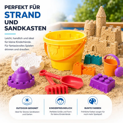 Sandspielzeug Set für Kinder – Sandkastenspielzeug mit Sandförmchen, Schaufel, Rechen & Sieben für Jungen & Mädchen (11 teilig)