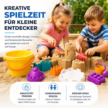 Sandspielzeug Set für Kinder – Sandkastenspielzeug mit Sandförmchen, Schaufel, Rechen & Sieben für Jungen & Mädchen (11 teilig)