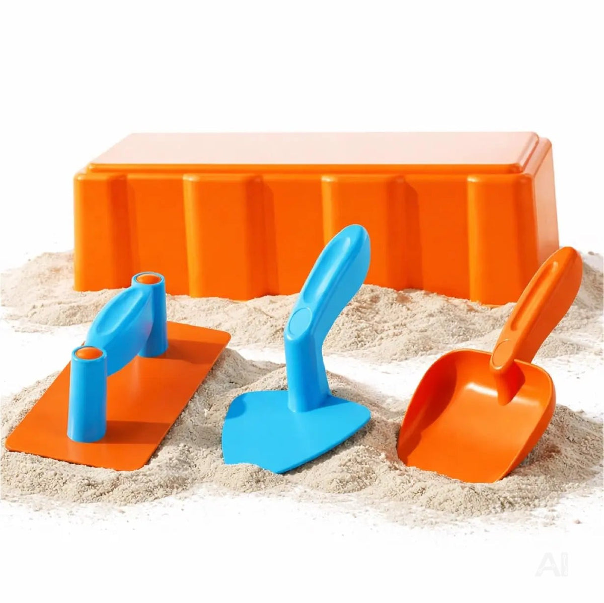 Sandspielzeug Set für Kinder – Sandkastenspielzeug mit Sandförmchen, Schaufel, Rechen & Sieben für Jungen & Mädchen (4 teilig)