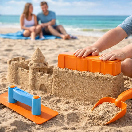 Sandspielzeug Set für Kinder – Sandkastenspielzeug mit Sandförmchen, Schaufel, Rechen & Sieben für Jungen & Mädchen (4 teilig)