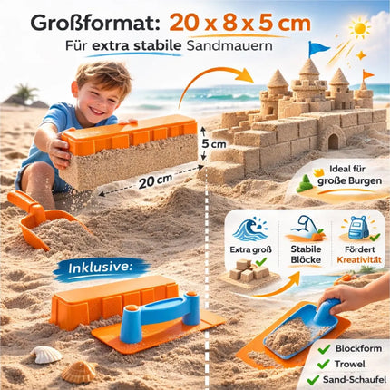 Sandspielzeug Set für Kinder – Sandkastenspielzeug mit Sandförmchen, Schaufel, Rechen & Sieben für Jungen & Mädchen (4 teilig)
