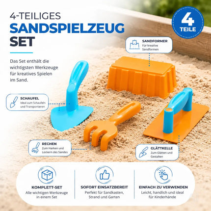 Sandspielzeug Set für Kinder – Sandkastenspielzeug mit Sandförmchen, Schaufel, Rechen & Sieben – Detailansicht 8