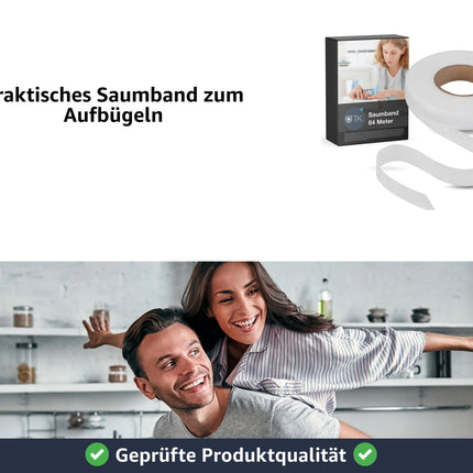 Saumband 30 meter - Bügelband zum Aufbügeln & kürzen von Textilien - Kleidung - Gardinen - waschfest