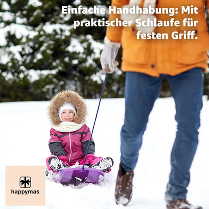 Schlittenseil - Zugseil für Schlitten 150 cm - mit Schlaufe Aus Holz - Griff Kordel Leine Zugleine für Bob & Rodeln im Winter, Kinder