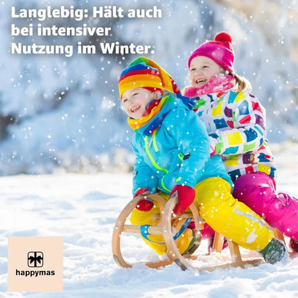 Schlittenseil - Zugseil für Schlitten 150 cm - mit Schlaufe Aus Holz - Griff Kordel Leine Zugleine für Bob & Rodeln im Winter, Kinder