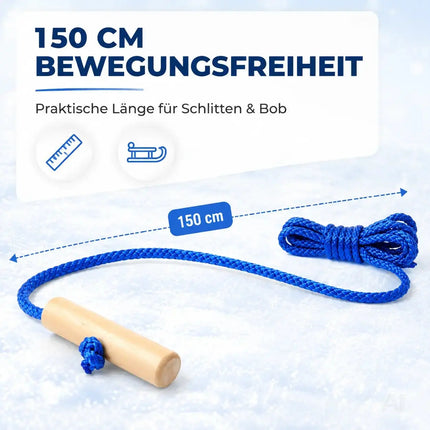Schlittenseil - Zugseil für Schlitten 150 cm - mit Schlaufe Aus Holz – Detailansicht 3