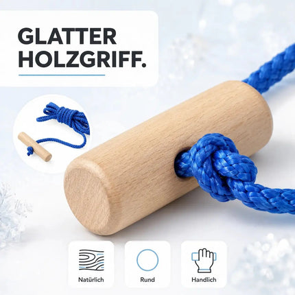 Schlittenseil - Zugseil für Schlitten 150 cm - mit Schlaufe Aus Holz – Detailansicht 5
