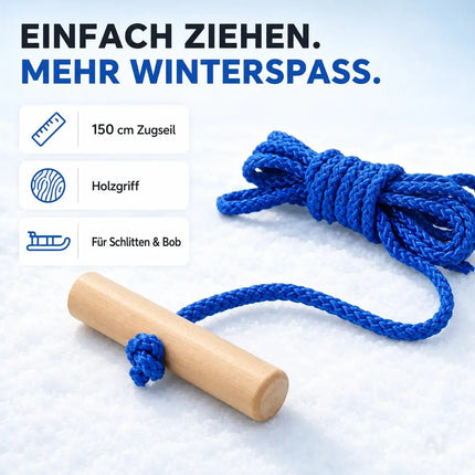 Schlittenseil - Zugseil für Schlitten 150 cm - mit Schlaufe Aus Holz – Detailansicht 6