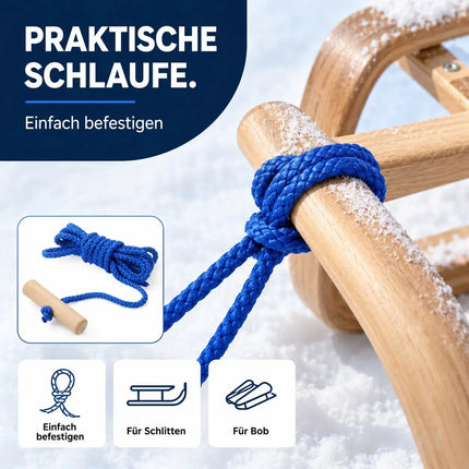 Schlittenseil - Zugseil für Schlitten 150 cm - mit Schlaufe Aus Holz – Detailansicht 7