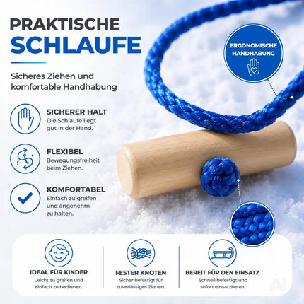 Schlittenseil blau Seil Zugseil 1,50 mtr - 150 cm Schlaufe Griff Kordel Leine Zugleine – Detailansicht 8