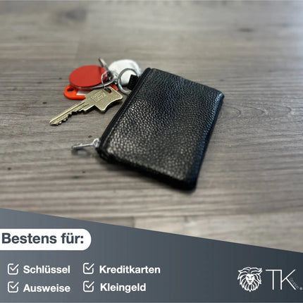 Schlüsseltasche - schwarz Schlüsselmäppchen mit Reißverschluss - Tasche & Etui für Schlüssel & Autoschlüssel