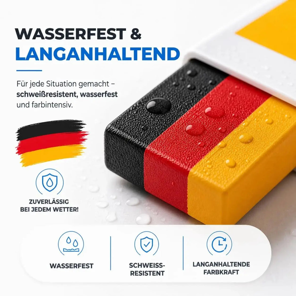 Schminkstift Deutschland Fan schwarz, rot, gelb (Gold), als Deko, Dekoration, Partydeko – Detailansicht 3